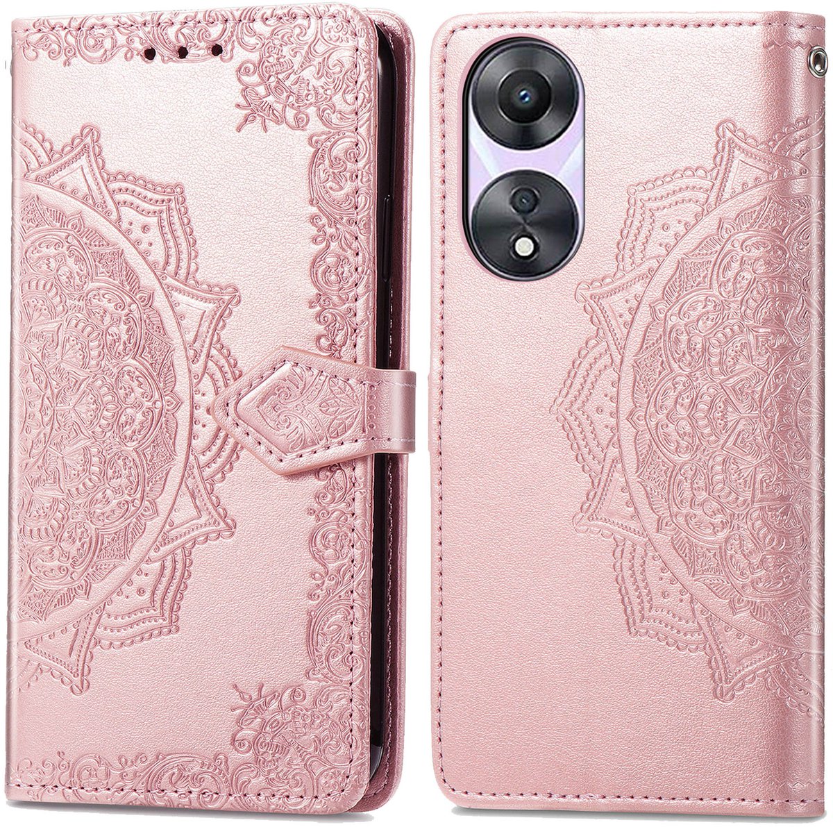 imoshion Hoesje - Geschikt voor Oppo A58 - Mandala Bookcase - Rosé Goud