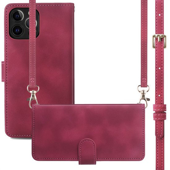 imoshion Hoesje - Geschikt voor Apple iPhone 12 Pro / 12 - Bookcase met koord - Rood