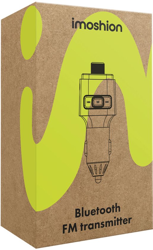 imoshion Bluetooth FM Transmitter - Snellader USB-C - Autolader USB-A - Bluetooth Receiver Carkit - Zwart / Zilver