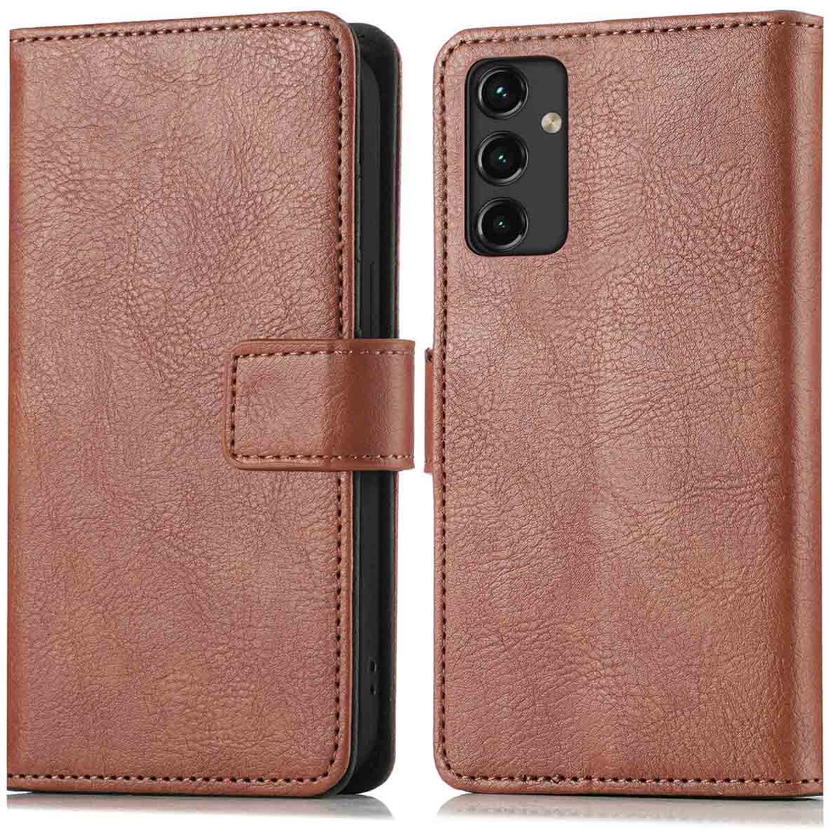 imoshion Hoesje - Geschikt voor Samsung Galaxy A14 (5G) / A14 (4G) - Luxe Bookcase - Bruin