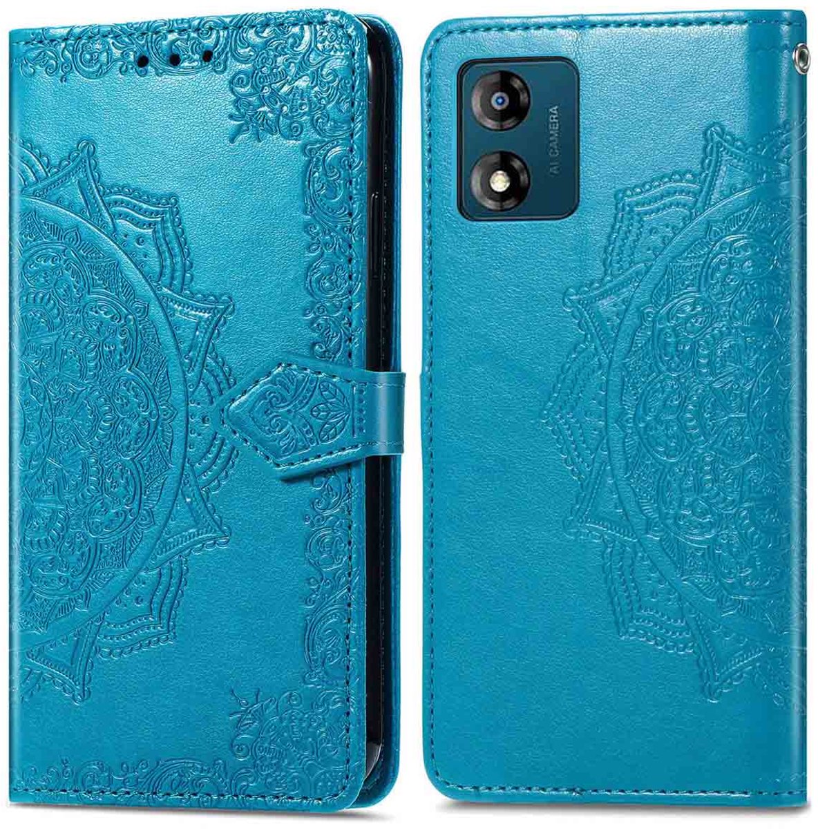 imoshion Hoesje - Geschikt voor Motorola Moto E13 - Mandala Bookcase - Turquoise