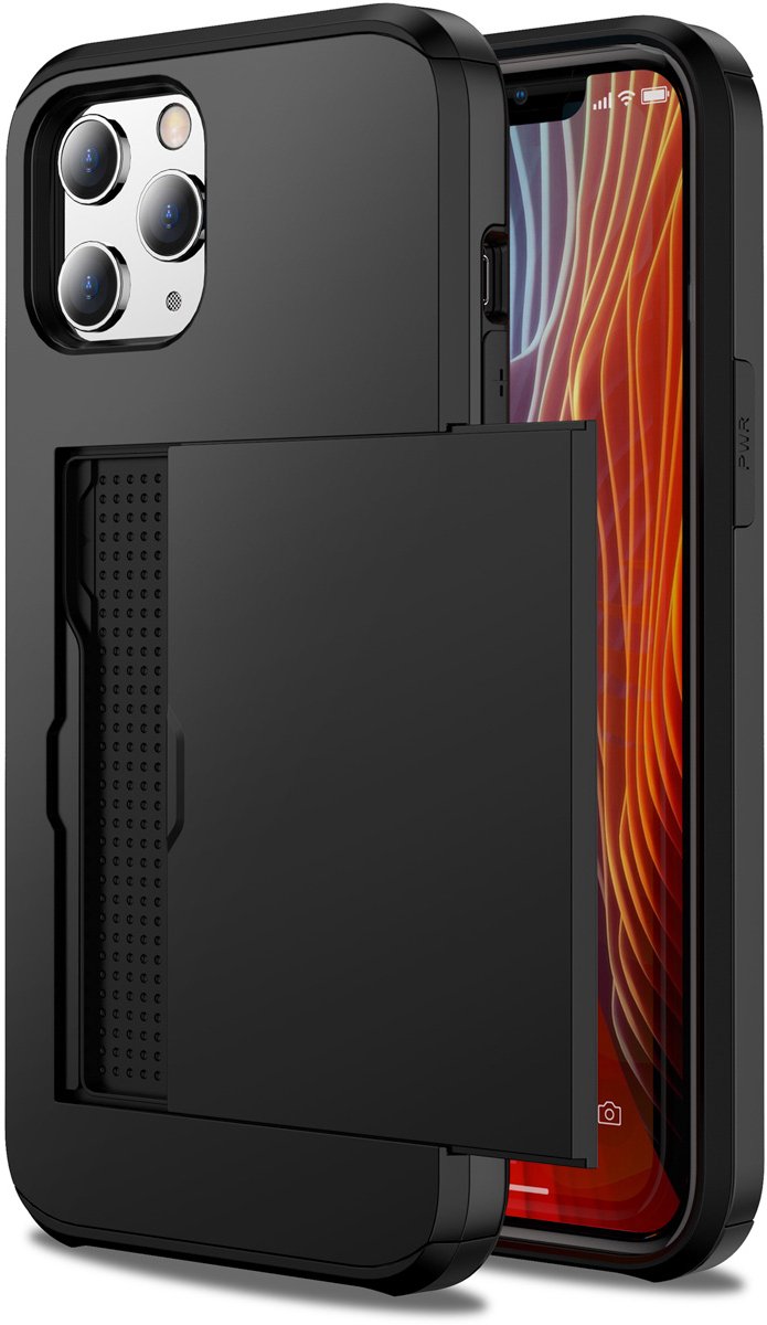 imoshion Hoesje met Pasjeshouder - Geschikt voor Apple iPhone 12 Pro / 12 - Zwart