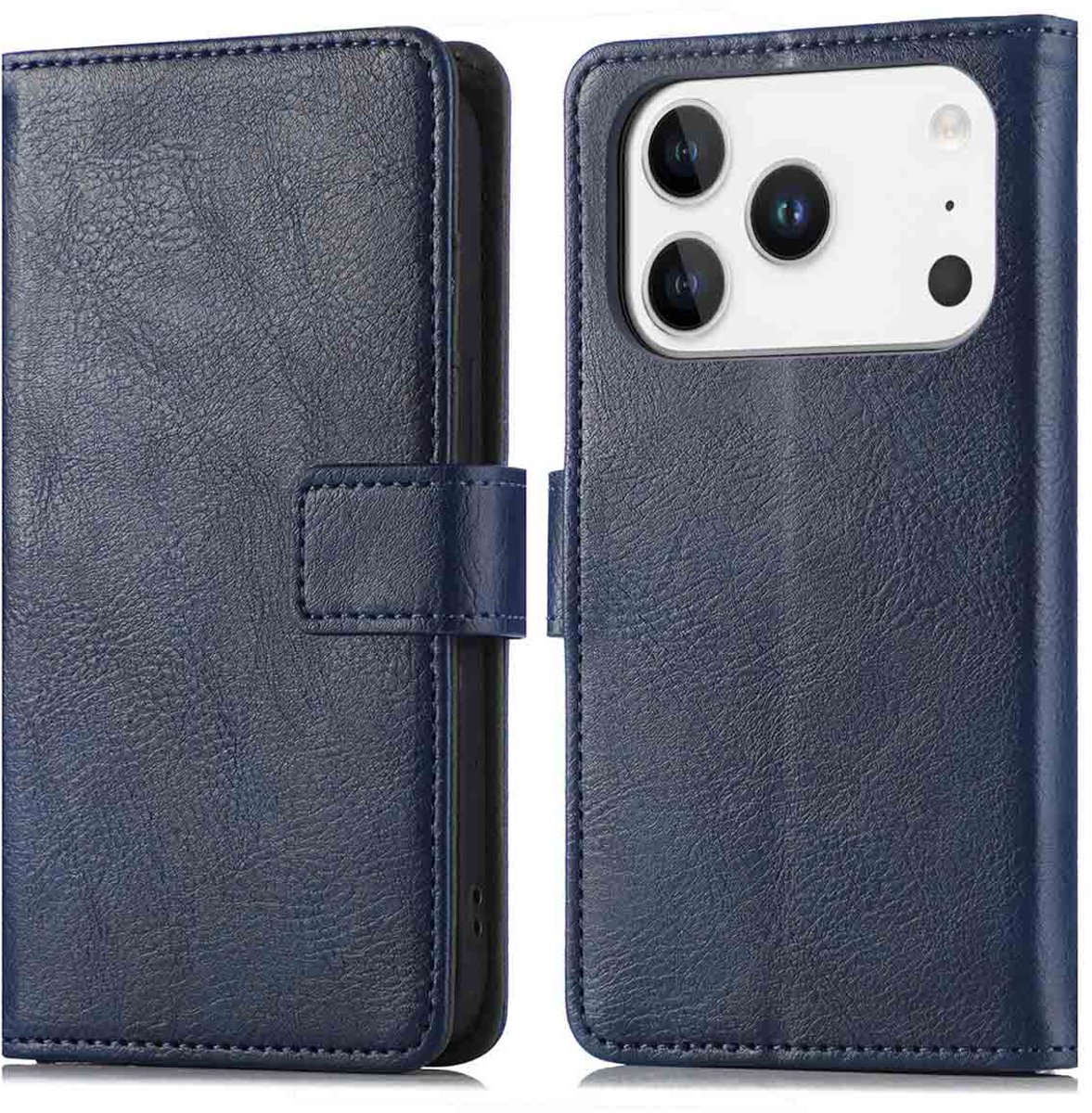 imoshion Hoesje - Geschikt voor Apple iPhone 17 Pro - Luxe Bookcase - Donkerblauw
