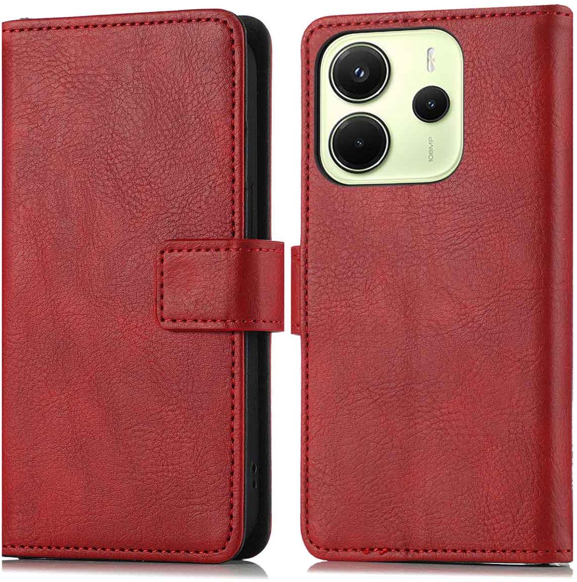 imoshion Hoesje - Geschikt voor Xiaomi Redmi Note 14 (4G) - Luxe Bookcase - Rood