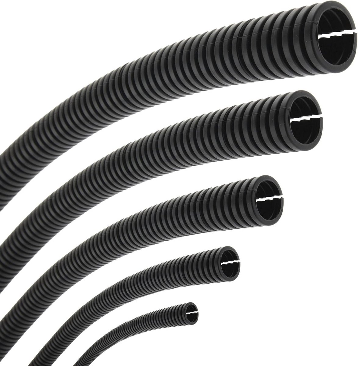 Flexibele Gegolfde Buis voor Kabelbescherming - Sleuf Buis met Binnen-Ø 14,3 mm - 2 Meter Zwart