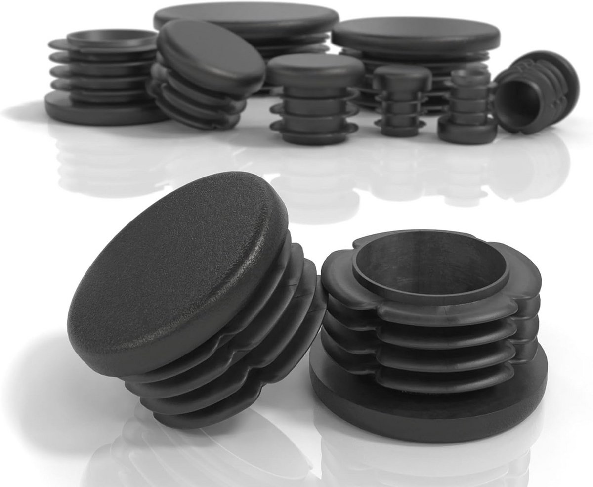 Lamellenpluggen Rond 40mm voor Ronde Buis - PE-Kunststof Eindkappen - Buispluggen voor Stalen en Aluminium Buis - 4 Stuks
