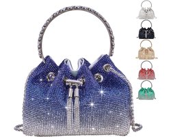 TOPALL Clutch glitter dames, zilveren avondtas, handtas, diamant tas, schoudertas, zilver, elegant met ritssluiting, strasssteentjes, clutches, portefeuille, schoudertas voor feest, vrije tijd, date