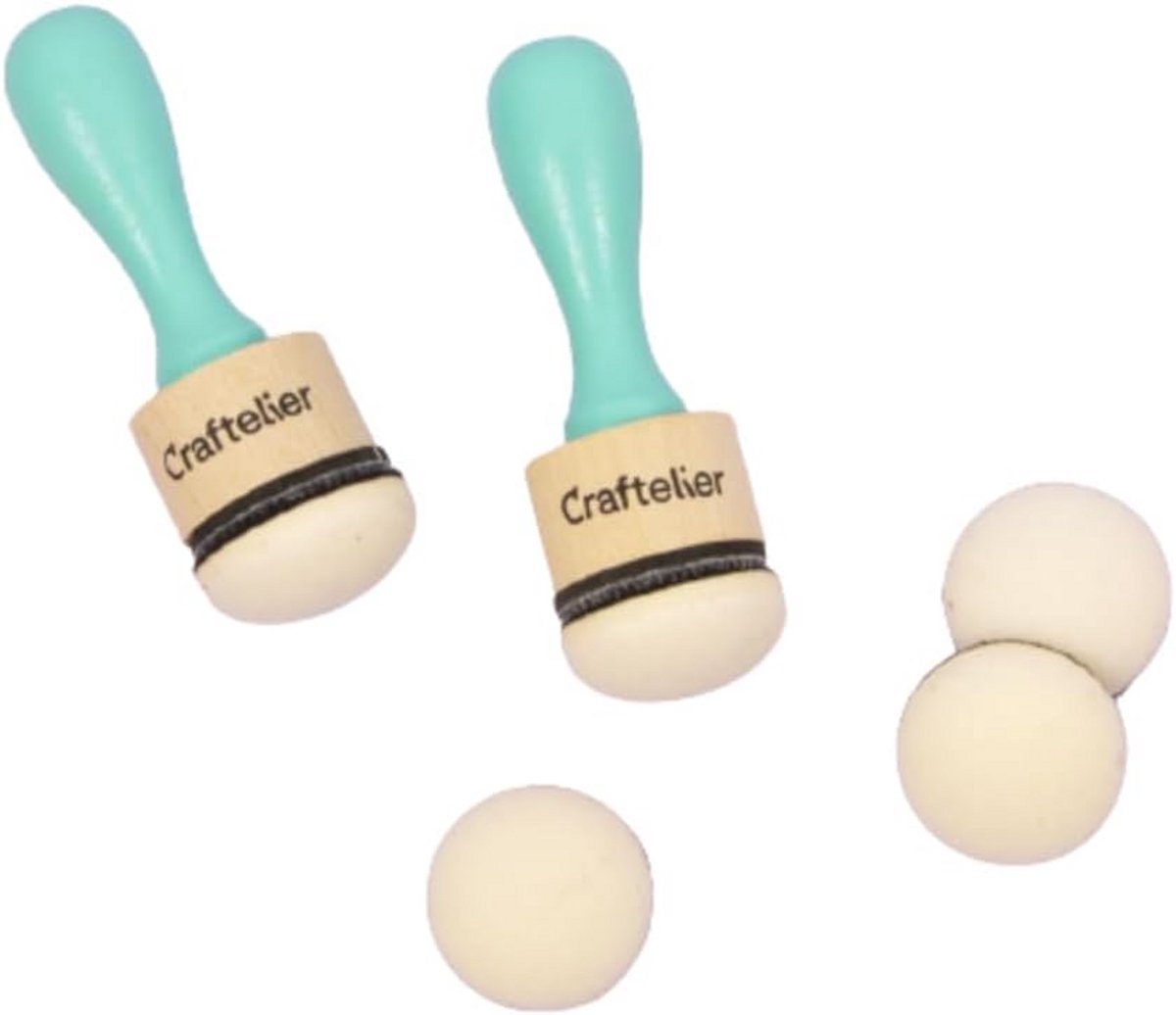Craftelier - Menggereedschap voor scrapbooking en andere knutselwerkjes, inclusief 2 gereedschappen met klittenbandsluiting + 5 verwisselbare ronde schuimstoffen met een diameter van 30 mm, turkoois