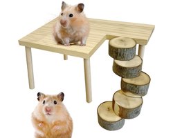 Unyqoos® Houten klimtrap voor hamsters en kleine knaagdieren in kooien