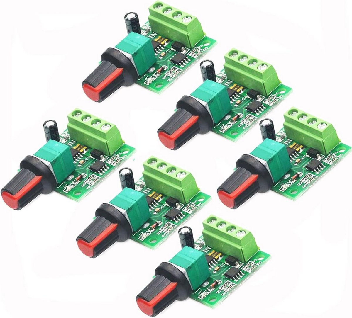 PWM DC Motor Snelheidsregelaar 6 Stuks - Instelbare Toerentalcontroller voor 1,8V tot 12V
