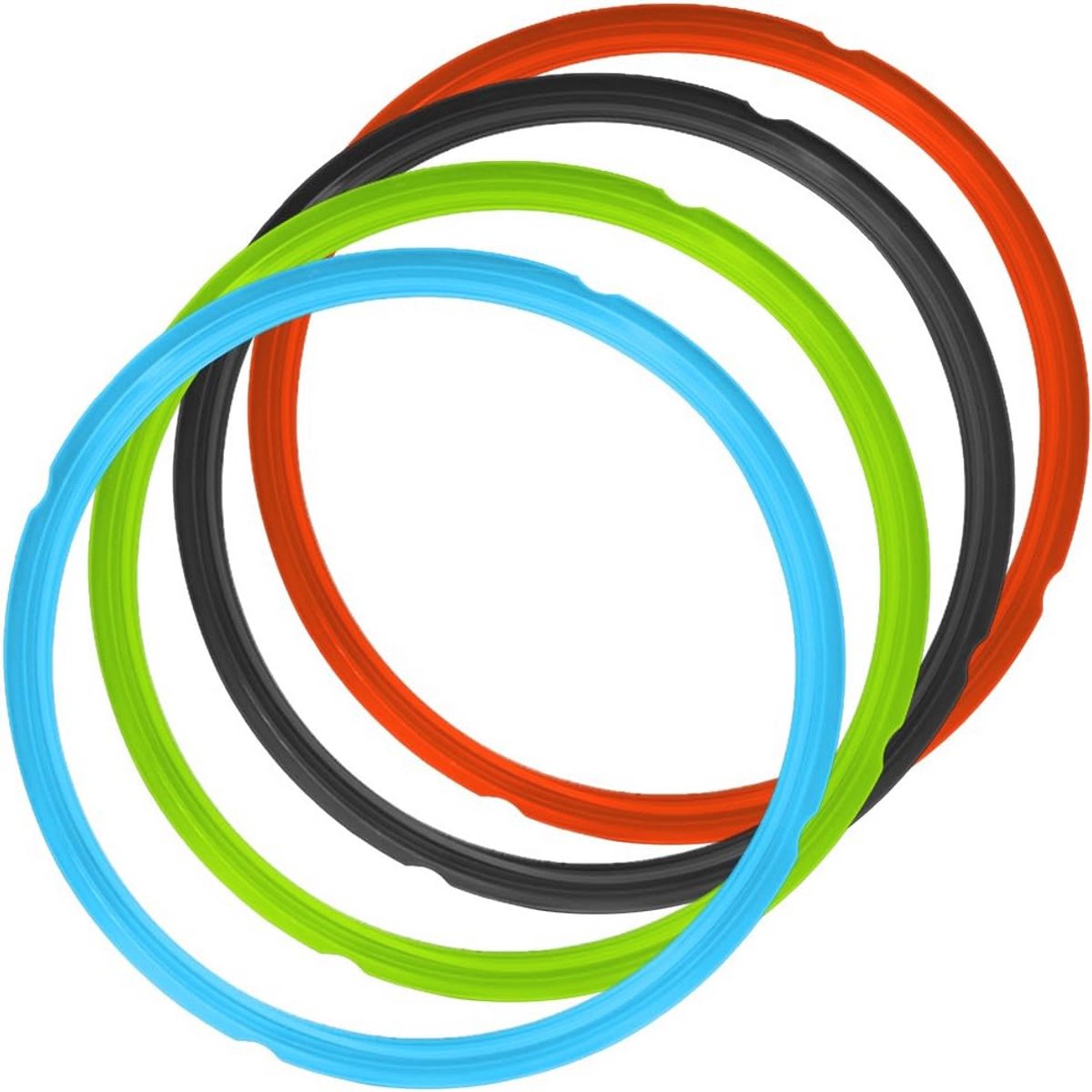 4 Siliconen Afdichtringen voor Snelkookpan - 5/6qt - Rood, Zwart, Blauw, Groen