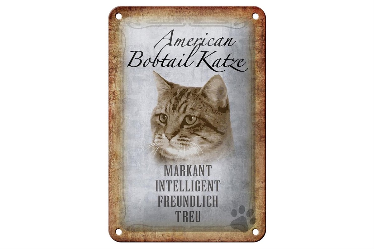 Blechschild Spruch 12x18cm American Bobtail Katze