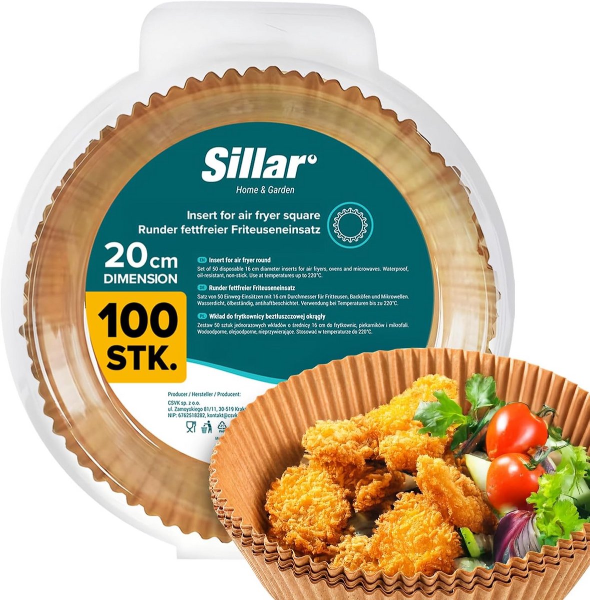 100 Vellen Rond Bakpapier voor Airfryer en Oven (20 cm) - Antiaanbak & Hittebestendig