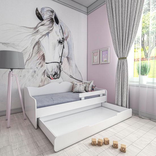 BDW - Kinderbed - Eenpersoonsbed Met Lattenbodem, Matras, Lade