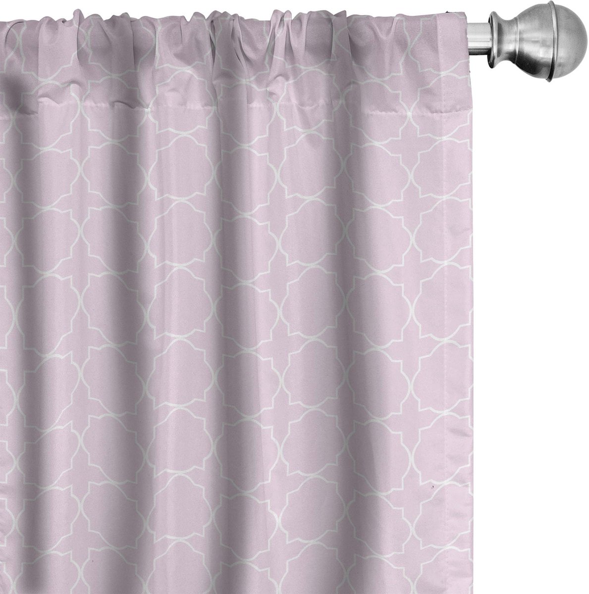 ABAKUHAUS Dunne Lijn Oosters Motief – Voorhangen – 2x75x175 cm – babyroze en wit