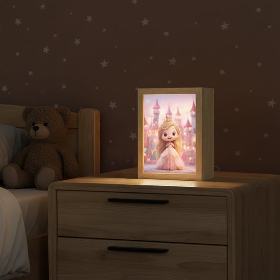 Nachtlampje 15x20 cm - Kinder lamp - Prinses - Roze - Kasteel - Tafellamp kinderkamer - Slaapkamer lamp - Bedlamp kinderen - Kinderlampje stopcontact - Wandlamp babykamer - Nachtlampjes van Merkloos — afbeelding 2