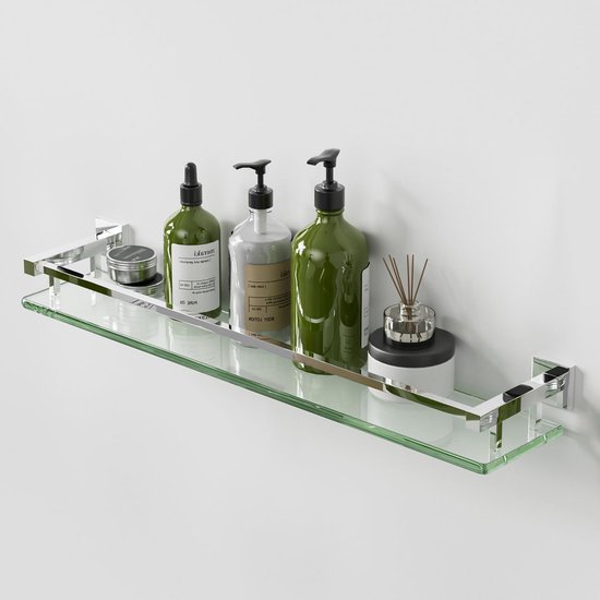 KOCOK Glazen planken voor badkamer,16-inch geborsteld goud drijvende