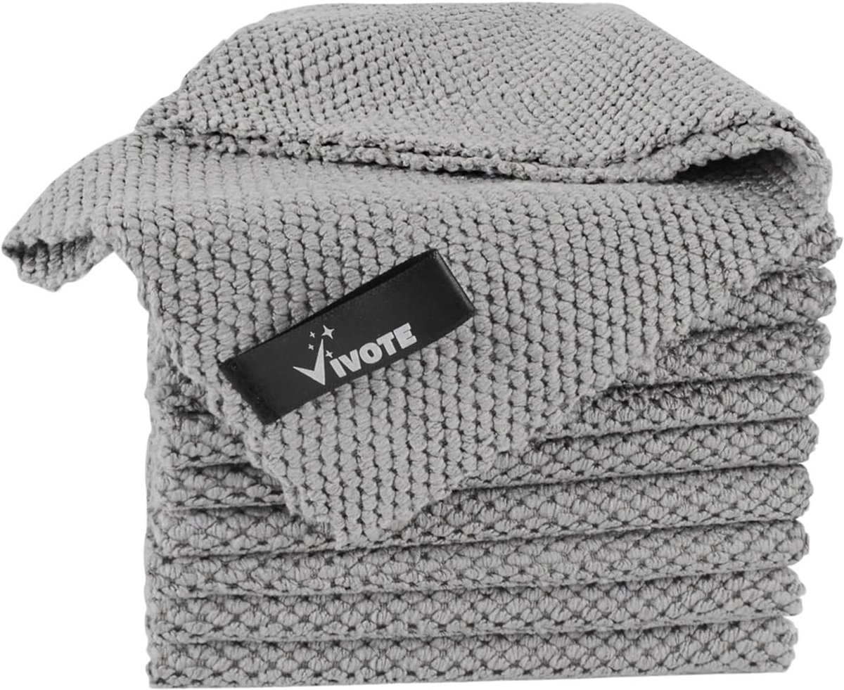 10 Stuks Microvezel Keukendoeken Superabsorberend en Sneldrogend 30x30cm Grijs
