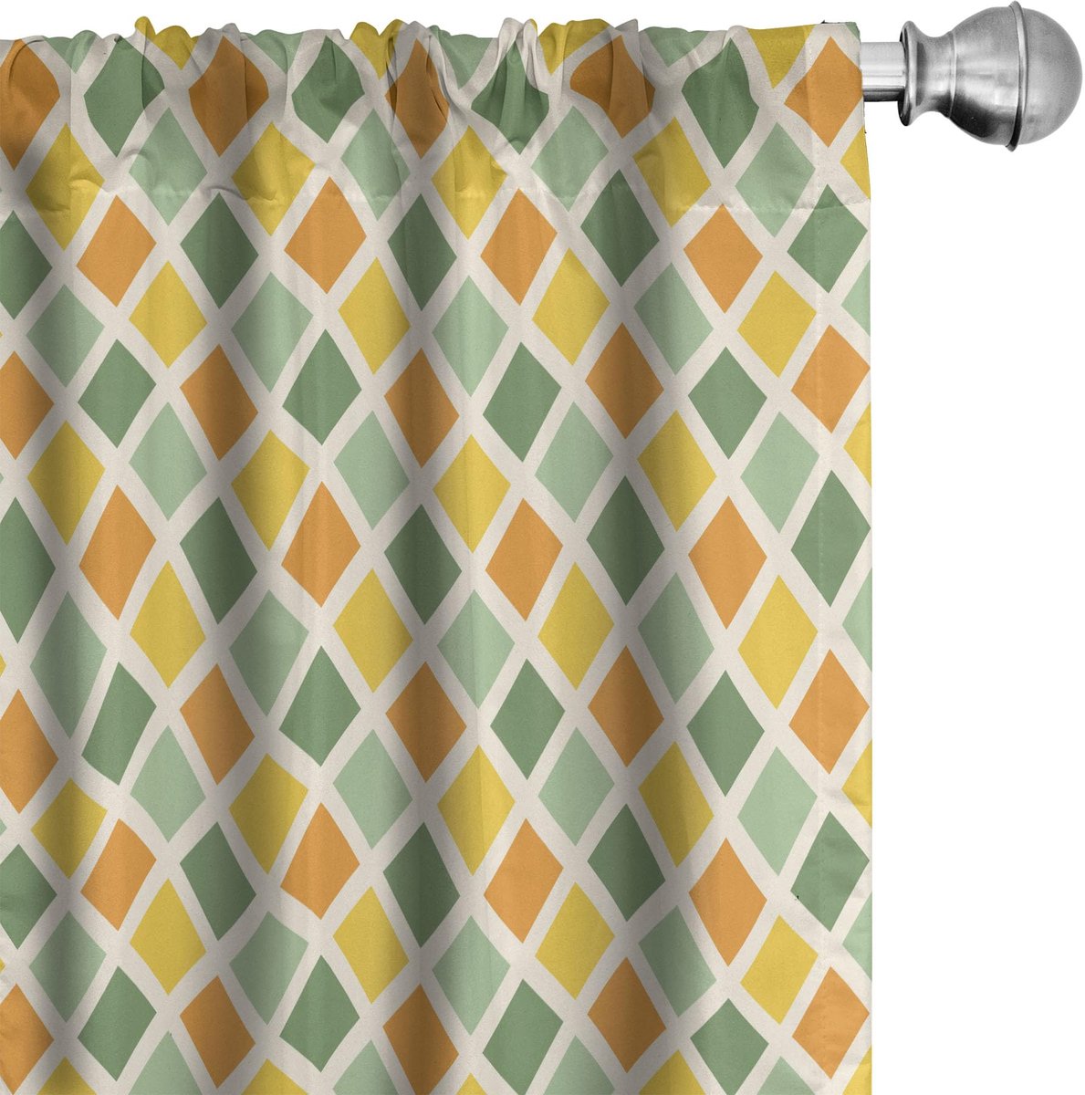 ABAKUHAUS Retro Gordijnen – 2-delige set 75x175 cm – Microvezel, halfverduisterend – Crème-groen Ringelblume