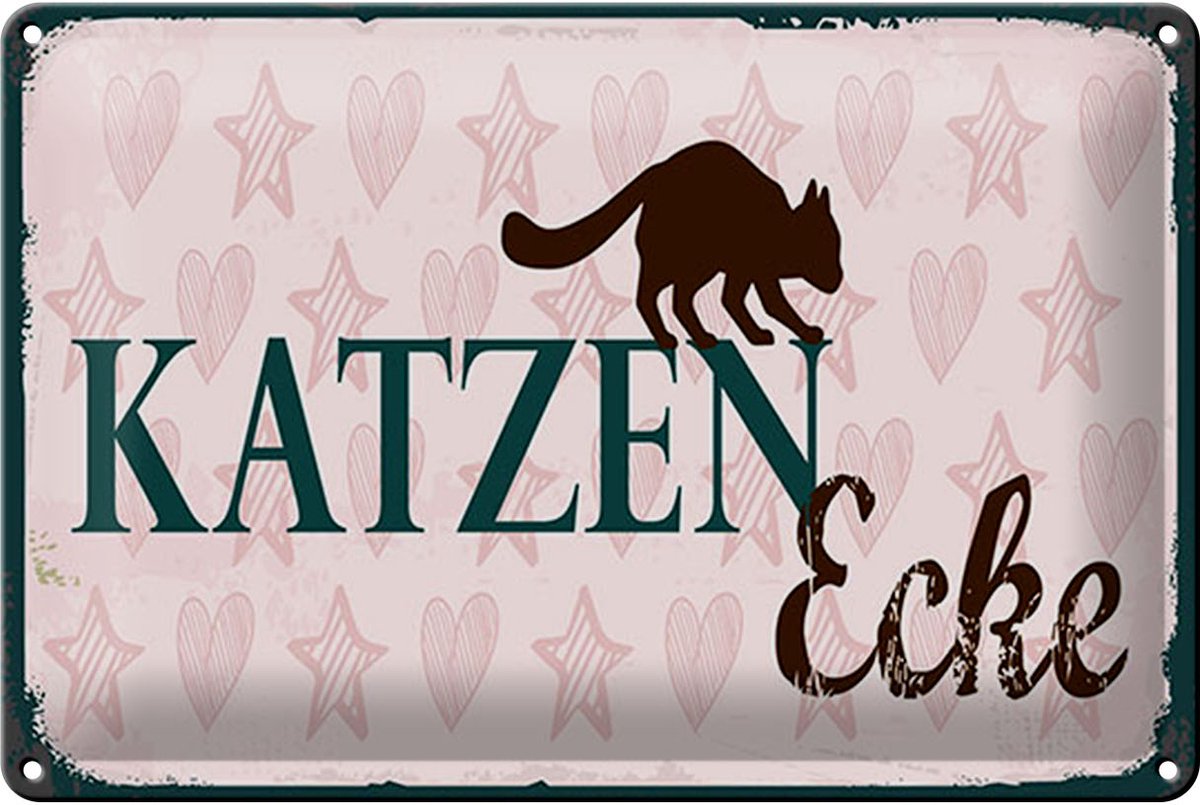 Blechschild Spruch 12x18 cm Katzen Ecke Schild