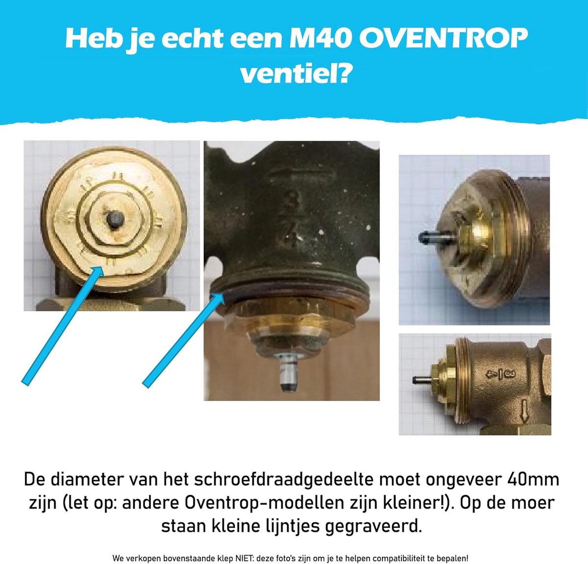 BLUMKRAFT Metalen adapter voor OVENTROP en PRUSS radiatoren M40 x1,5 ( prototype) naar M30 x 1,5 voor thermostaat/thermostaatkop M30 x 1,5 stekker