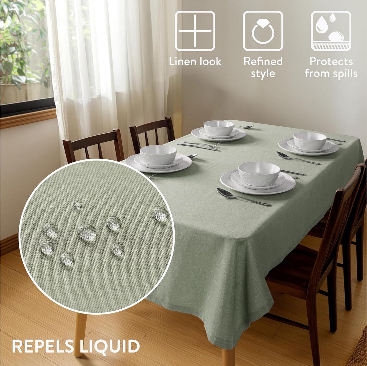 Waterafstotend Tafelkleed Linnenlook Buiten en Binnen Wasbaar Duurzaam