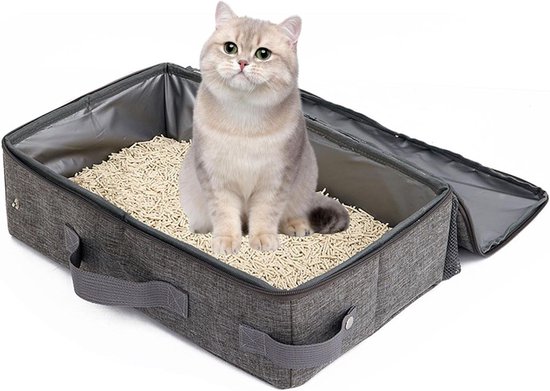 Kattenbak - Draagbare Kattenbak - Kattenbakken - 40 X 30 X 13 Cm Opvouwbaar Reiskattenbak Waterdicht Antislip Kattentoilet Tijdens Het Uitgaan Reis Duurzaam Gemakkelijk Schoon Te M