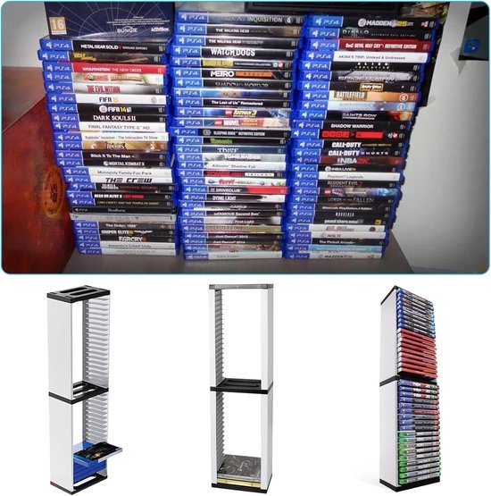 Queen.Y Game Disc Box Storage Rack Holder Durable for PS5 Storage Shelf 36pcs game