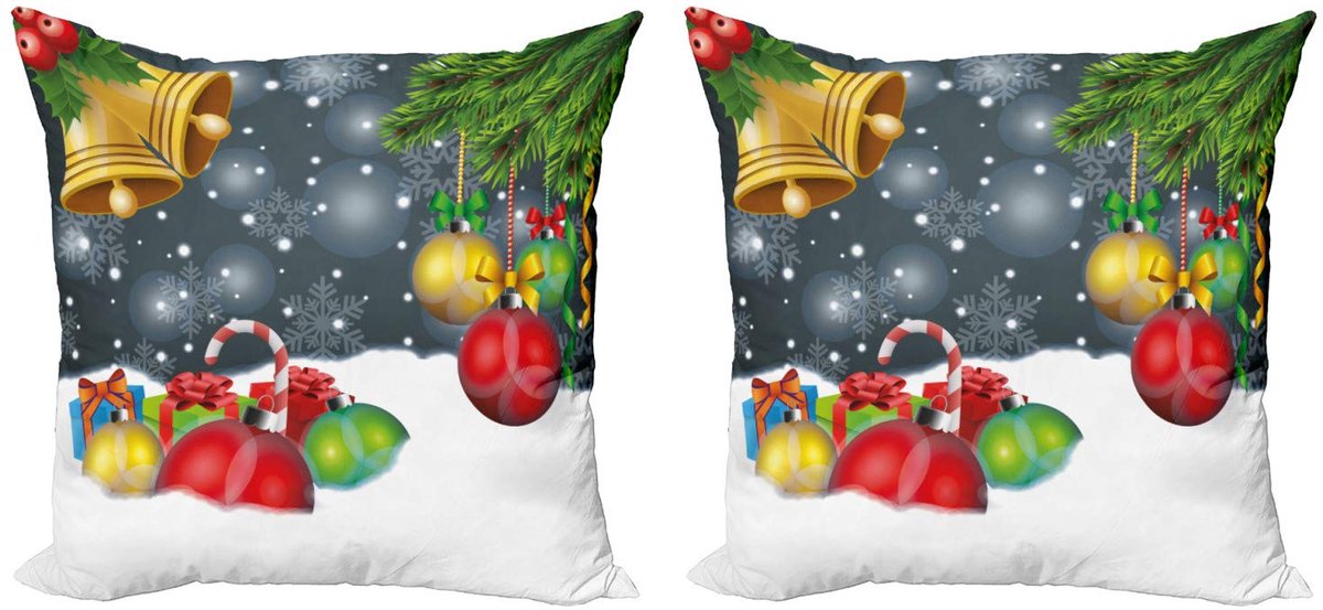 ABAKUHAUS Kerst Kussenhoes Set – 2x 40x40 cm – Dubbelzijdig Mehrfarbig