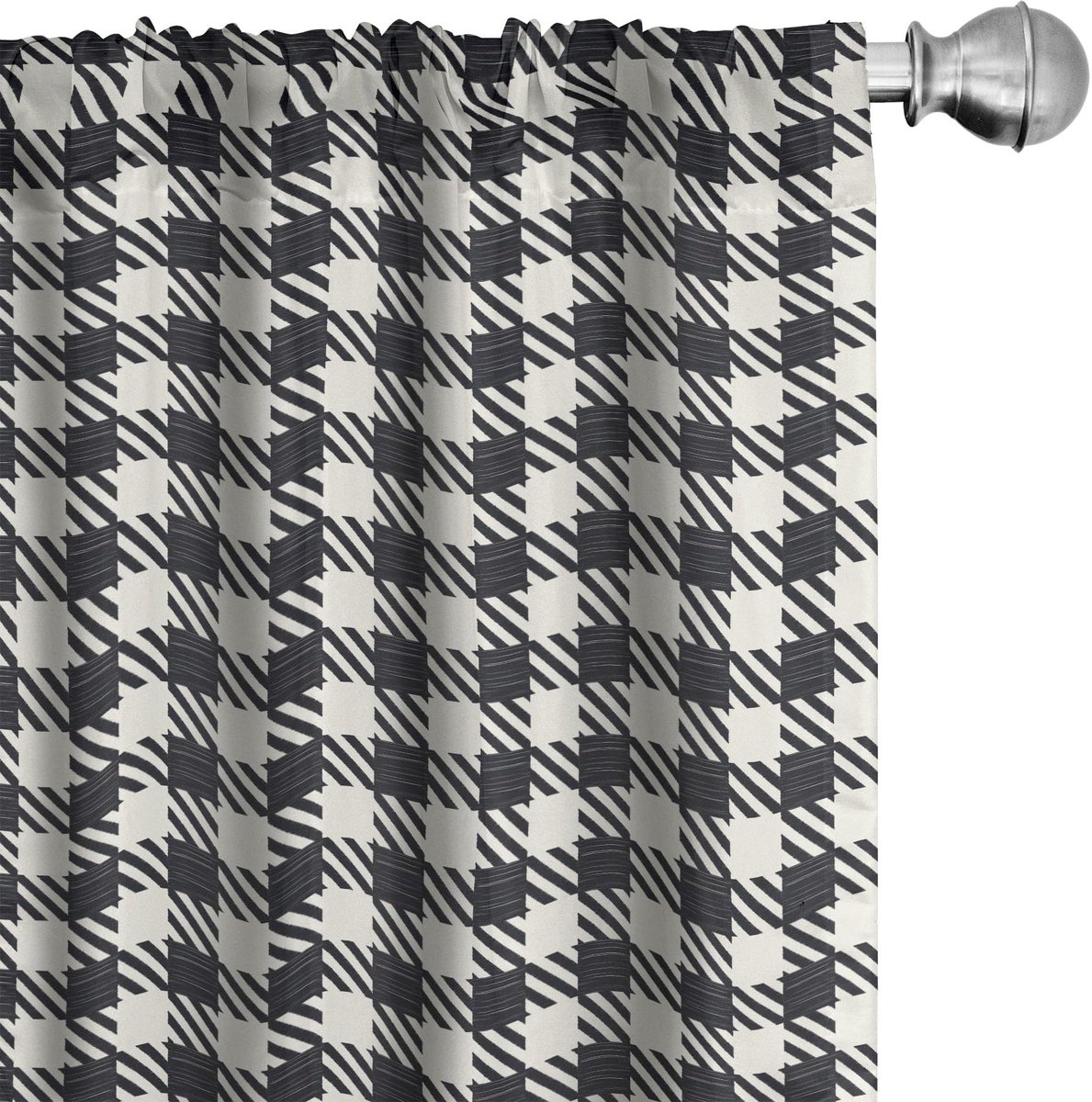ABAKUHAUS Geruite gordijnen – 2x75x245 cm – microvezel, half verduisterend Wit Grijs