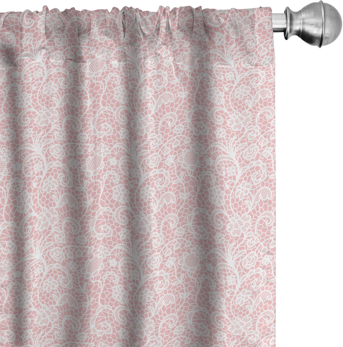 ABAKUHAUS Gordijnen Bloemenpatroon Hexagonale Kantengrids – 2x75x245 cm Blush-wit Blush Wit