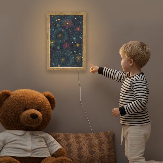 Nachtlampje 20x30 cm - Kinder lamp - Sterren - Kleurrijk - Lichtgevende kernen - Tafellamp kinderkamer - Slaapkamer lamp - Bedlamp kinderen - Kinderlampje stopcontact - Wandlamp babykamer - Nachtlampjes van Merkloos — afbeelding 5