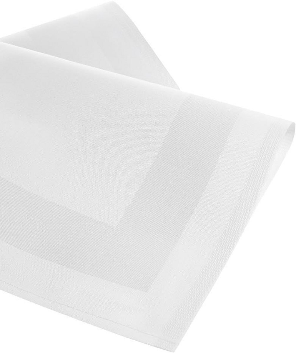 Set van 6 Witte Katoenen Servetten 50x50 cm met Luxe Satijnen Rand - Gastro Kwaliteit