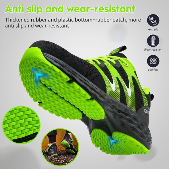 LARNMERN werkschoenen veiligheidsschoenen heren dames werksneakers comfortabel stalen neuzen schoenen licht ademend (Diepzwart,37EU