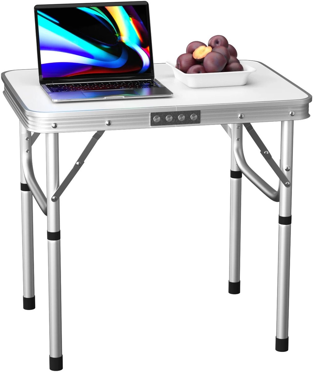 NaevaMi Campingtafel Inklapbaar - Campingtafels - Campingtafel Lichtgewicht - Opvouwbaar - Draagbare Tafel - Handige en Compacte Tafel voor Kamperen en Buitengebruik - Aluminium Frame Met Handvat - 75x55x70cm