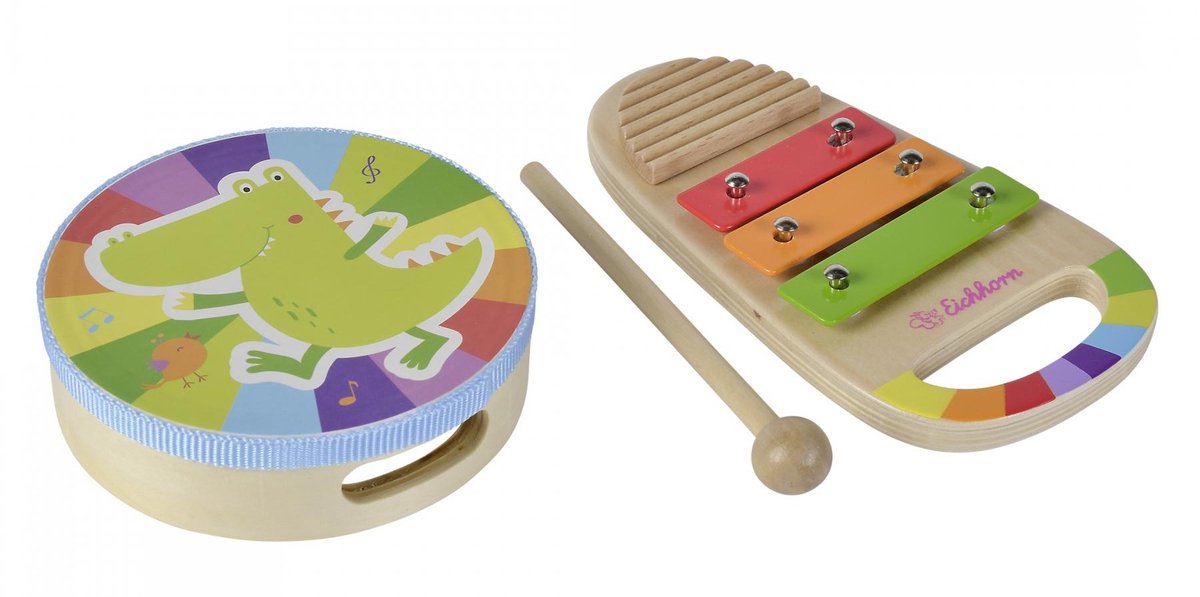 Eichhorn Houten Trommel en Xylofoon Muziekset, 3dlg.