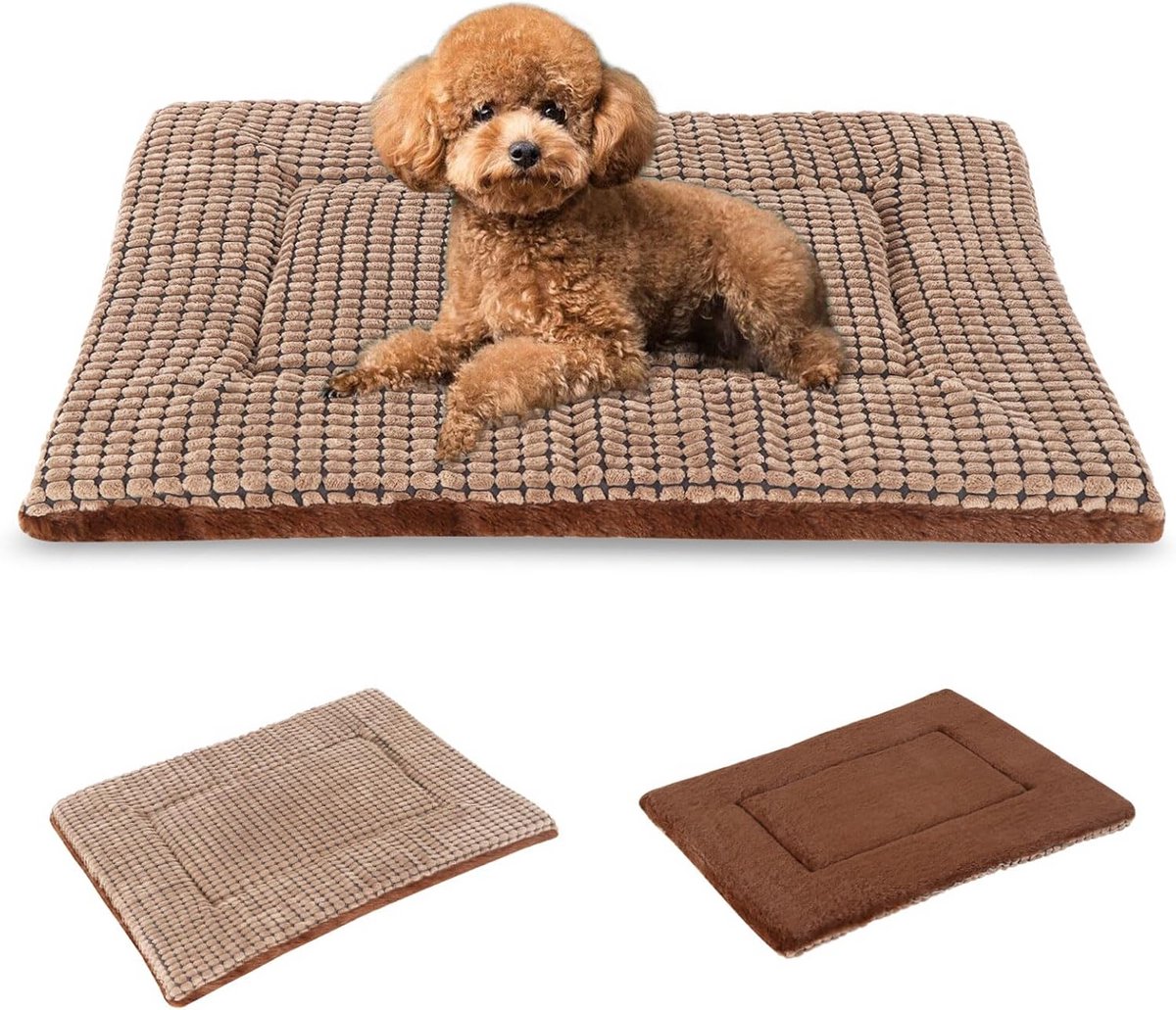 Orthopedisch Hondenkussen Hondendeken Wasbaar Omkeerbaar Zacht & Warm Voor Kleine Middelgrote Grote Honden 60x45 cm Bruin