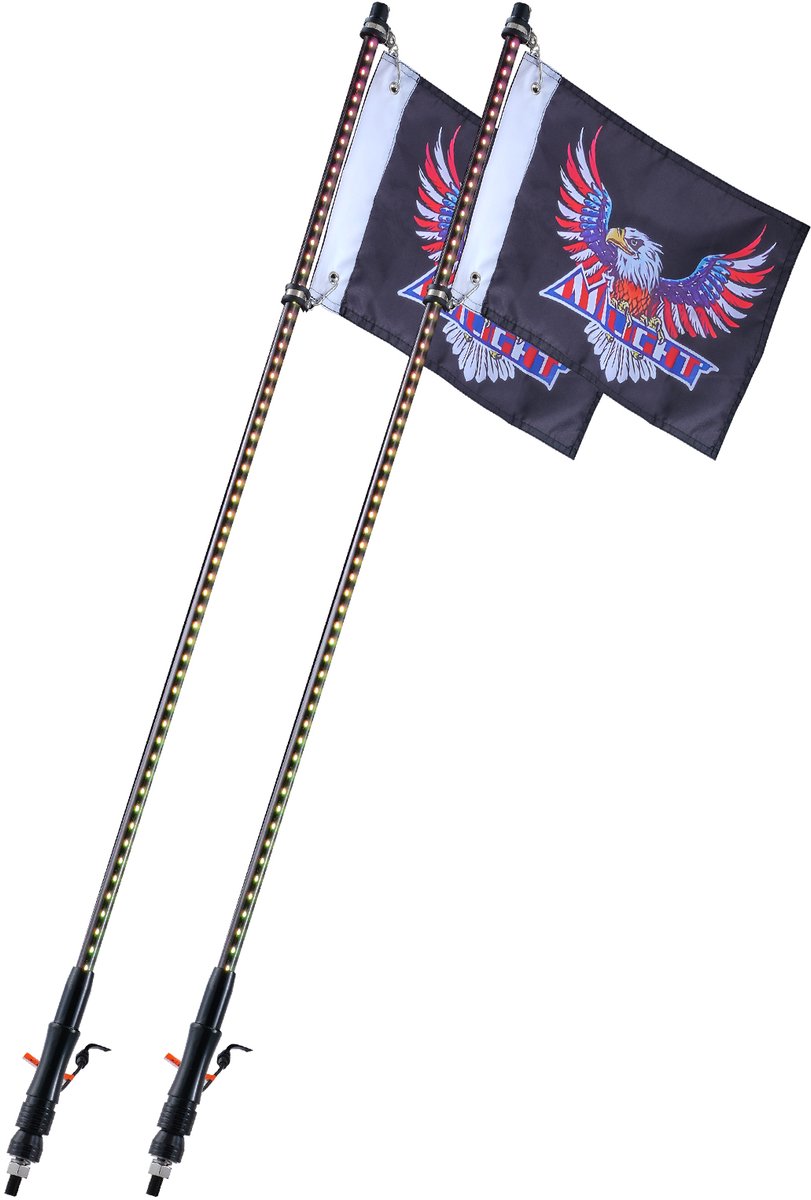 3 FT zweepverlichting, RGB Chasing Light zweepverlichting 2 stuks met afstandsbediening, waterdicht voor verschillende voertuigen