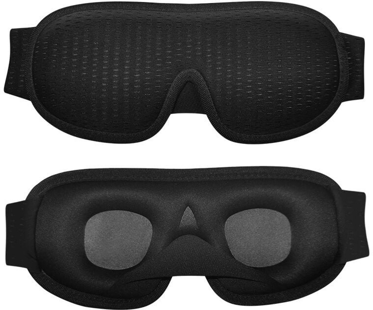 Slaapmasker - 3D - Traagschuim - 100% Verduisterend - Verstelbaar - Ademend - Vliegtuigmasker - Zwart - Reisaccessoire - Sleeping mask - 1 stuk - Jonyx