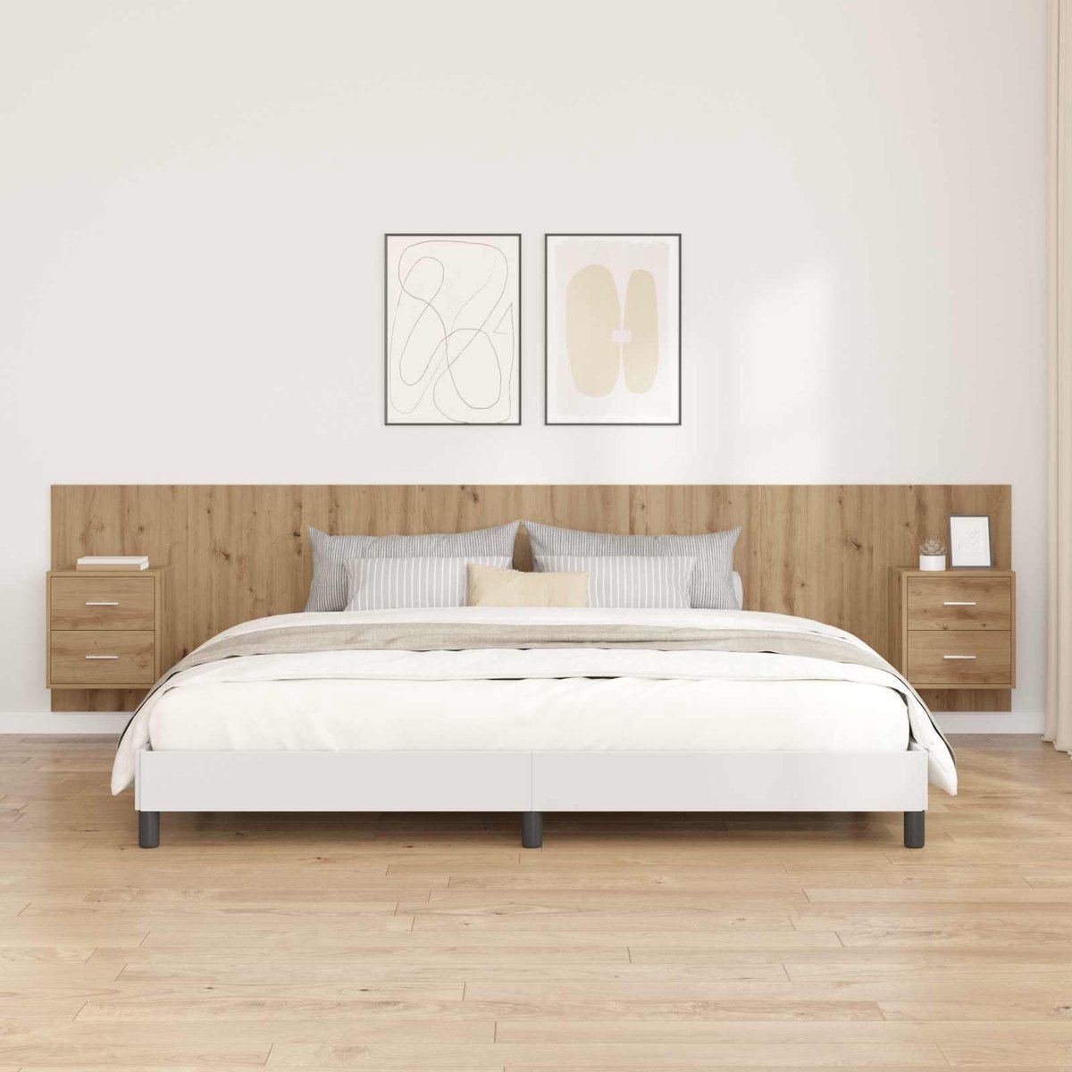 vidaXL - Hoofdeinde - Met - Kast - met - lade - 3 - pcs - Artisan - Eiken - Bewerkt - hout