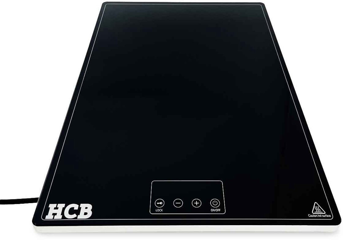 HCB® - Professionele Horeca Inductie warmhoudplaat - Elektrisch 230 Watt - 230V - RVS / INOX Rechaud - 55x38x2.5 cm (DxBxH) - 3.10 kg - 9201