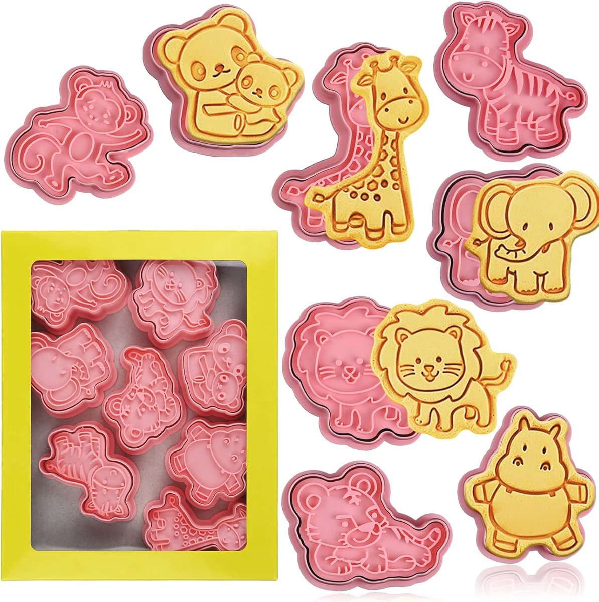 Set van 3D Koekjessnijders Dierlijke Thema met Stempels