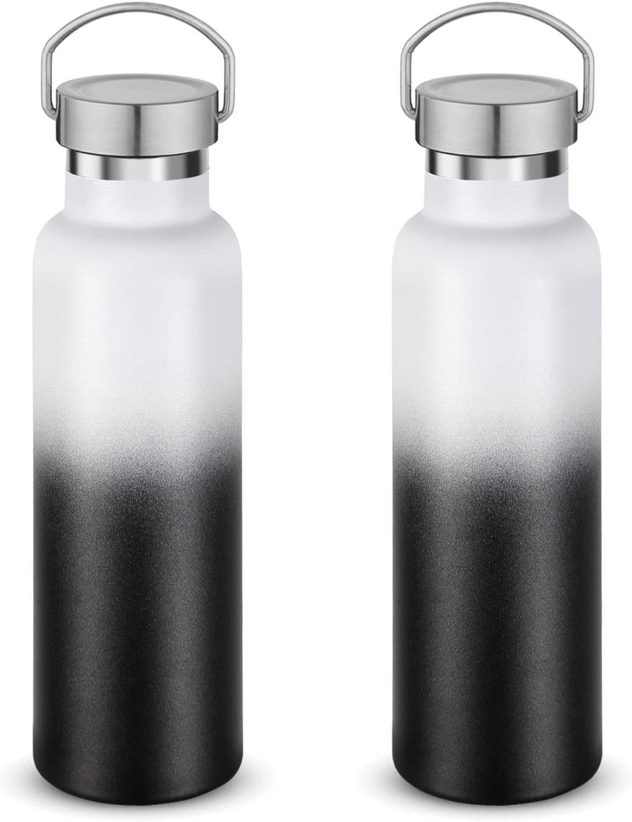 600ml dubbelwandige thermosfles set van 2 roestvrijstaal vacuümgeïsoleerd lekvrij