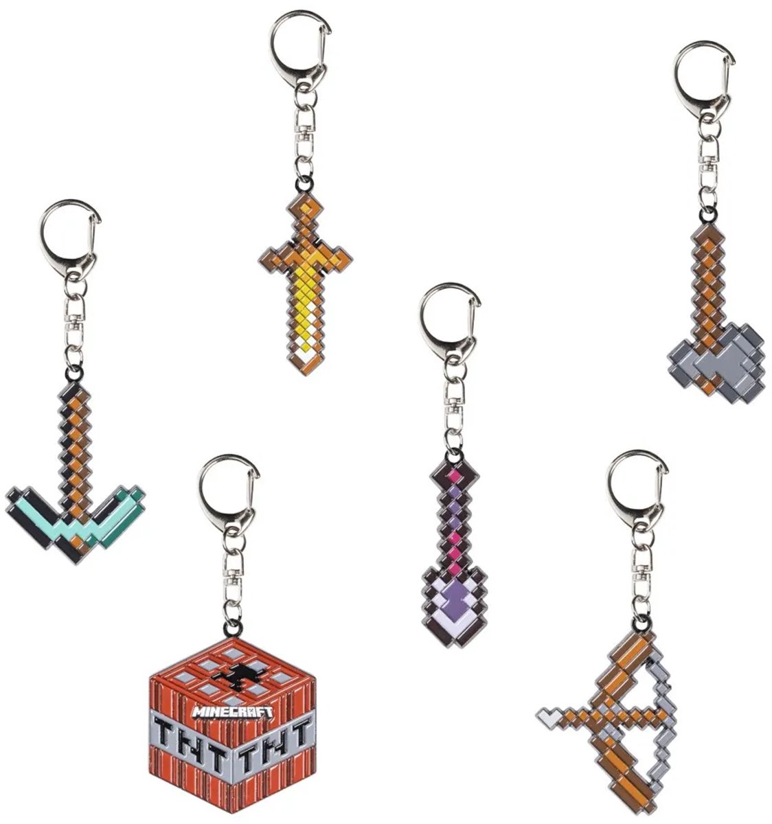 Minecraft Metal Pack Of Sleutelhanger 6 Eenheden Veelkleurig