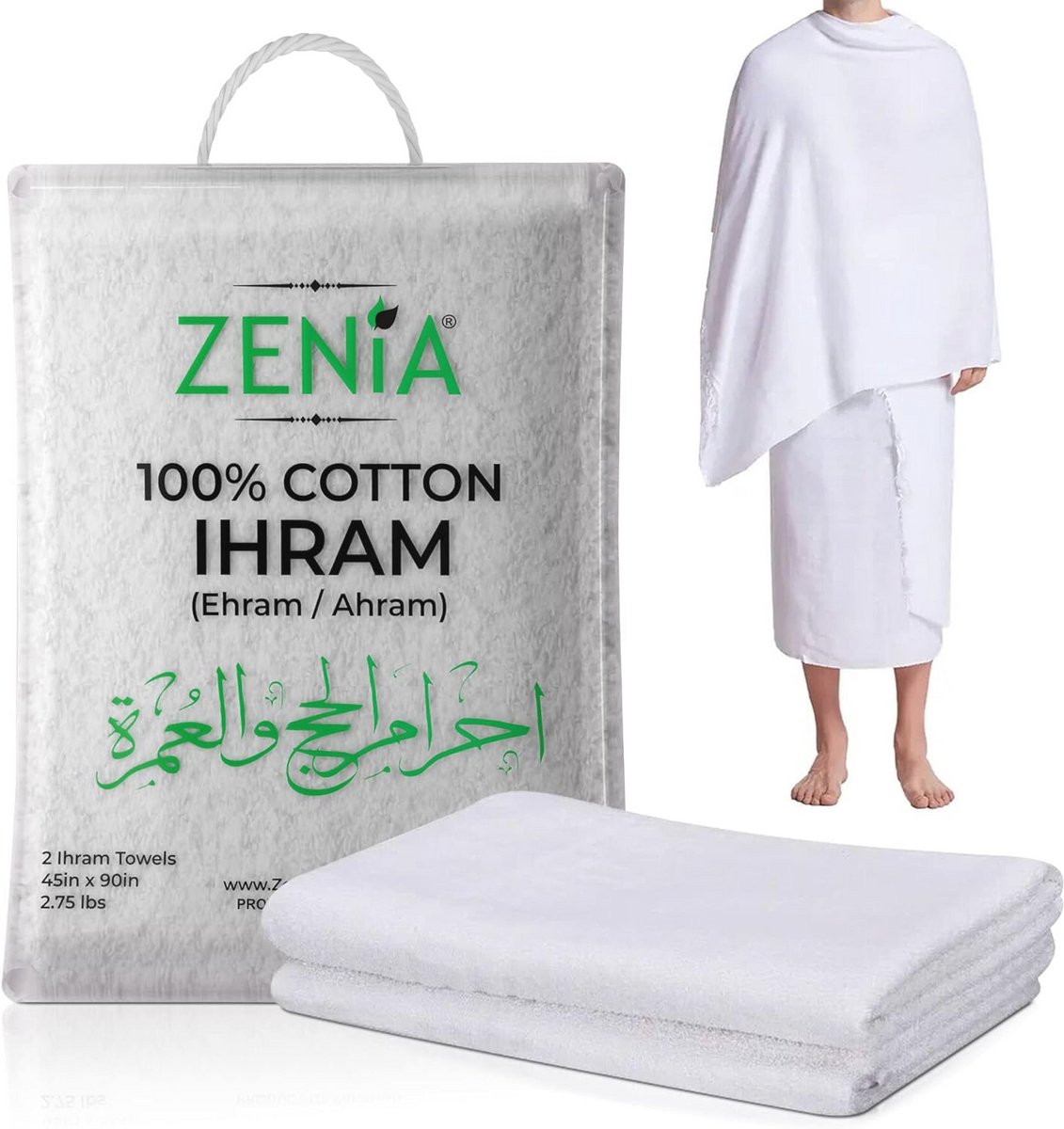 100% Katoenen Ihram Handdoek voor Hajj en Umrah - Lichtgewicht, Duurzaam en Hygiënisch