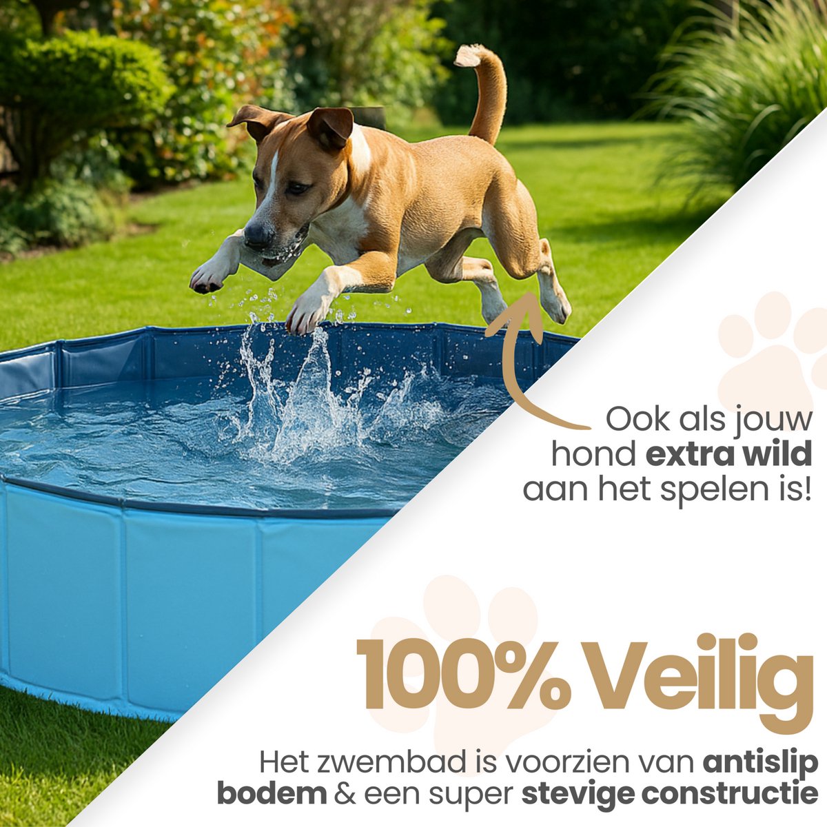 Dogs&Co® Hondenzwembad 100x30 cm Blauw - Zwembadje voor huisdieren - Honden zwembad - Hondenbad - Bad voor Honden en kinderen - Opzet zwembad - 100x30cm - Blauw thumbnail 7
