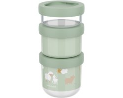 Mepal Mio Snackbox stack 3 pièces Little Dutch - 550 ml - Empilez autant que vous avez besoin - Compatible micro-ondes et lave-vaisselle - Little Farm