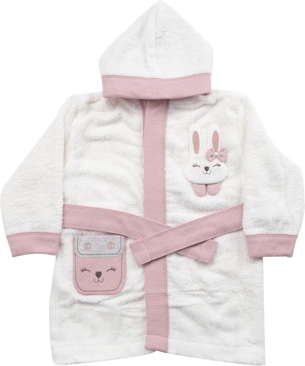 Zachte katoenen badjasset voor kinderen en baby's, 3-delig | Badjas, handdoek en pantoffels voor 0-24 maanden