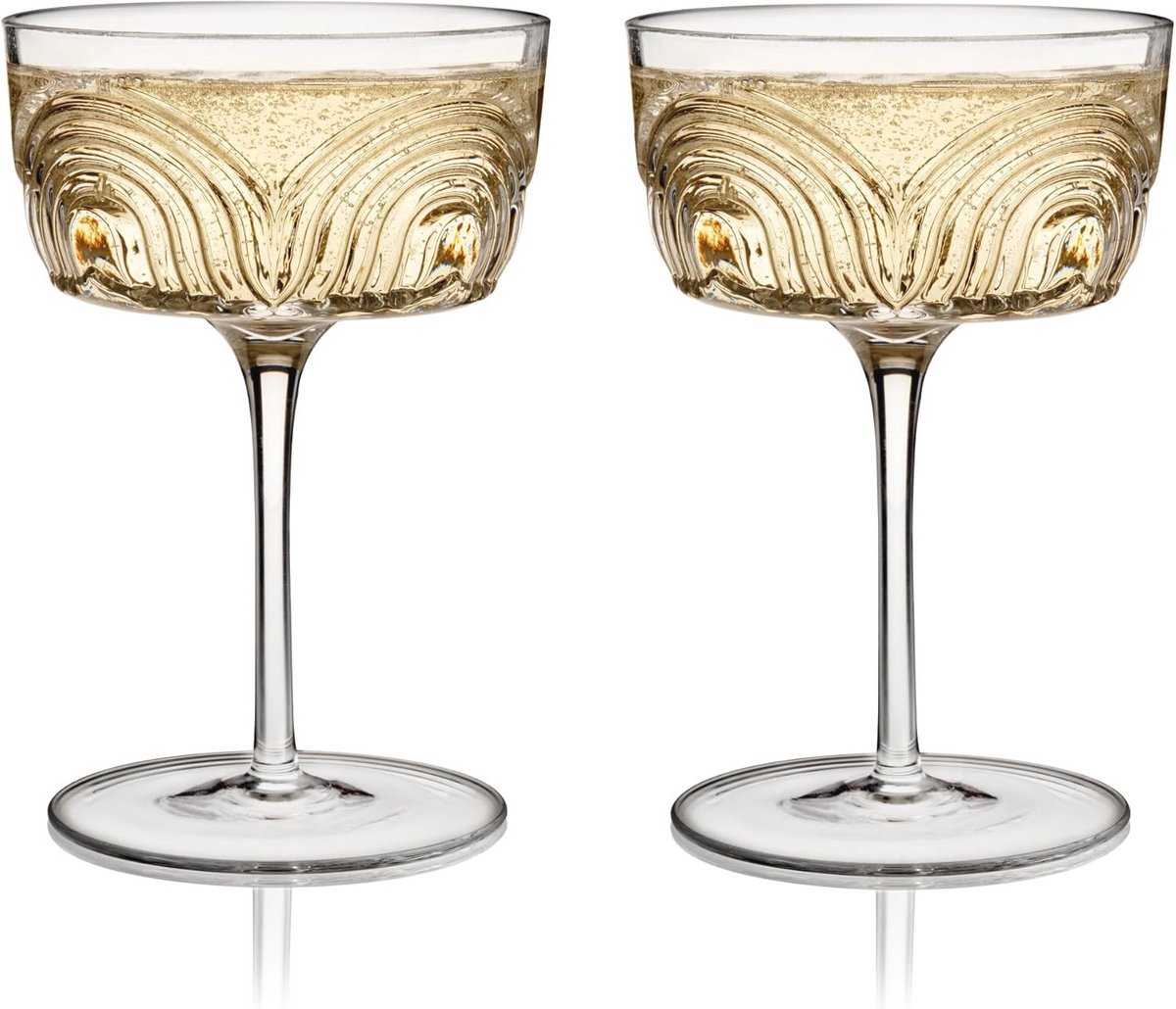 Unieke Cocktail Coupe Glazen Set van 2 - Vintage Kristallen Drinkware 212 ml