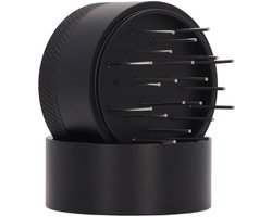 Unyqoos® Roestvrijstalen koffieroernaald met ergonomisch houten handvat en standaard, 51 mm, Roestvrij staal, Zwart